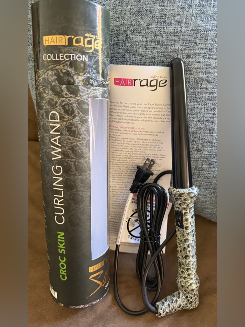 Hair Rage Curling Wand Hair Tool — Croc Safari Collection Skin Handle